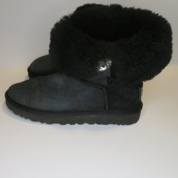 Ugg Women's Bailey Button Bling Boot black size 6 - Picture 3 of 8